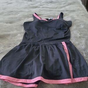 Sporty Gray and Pink Two Piece Swimwear